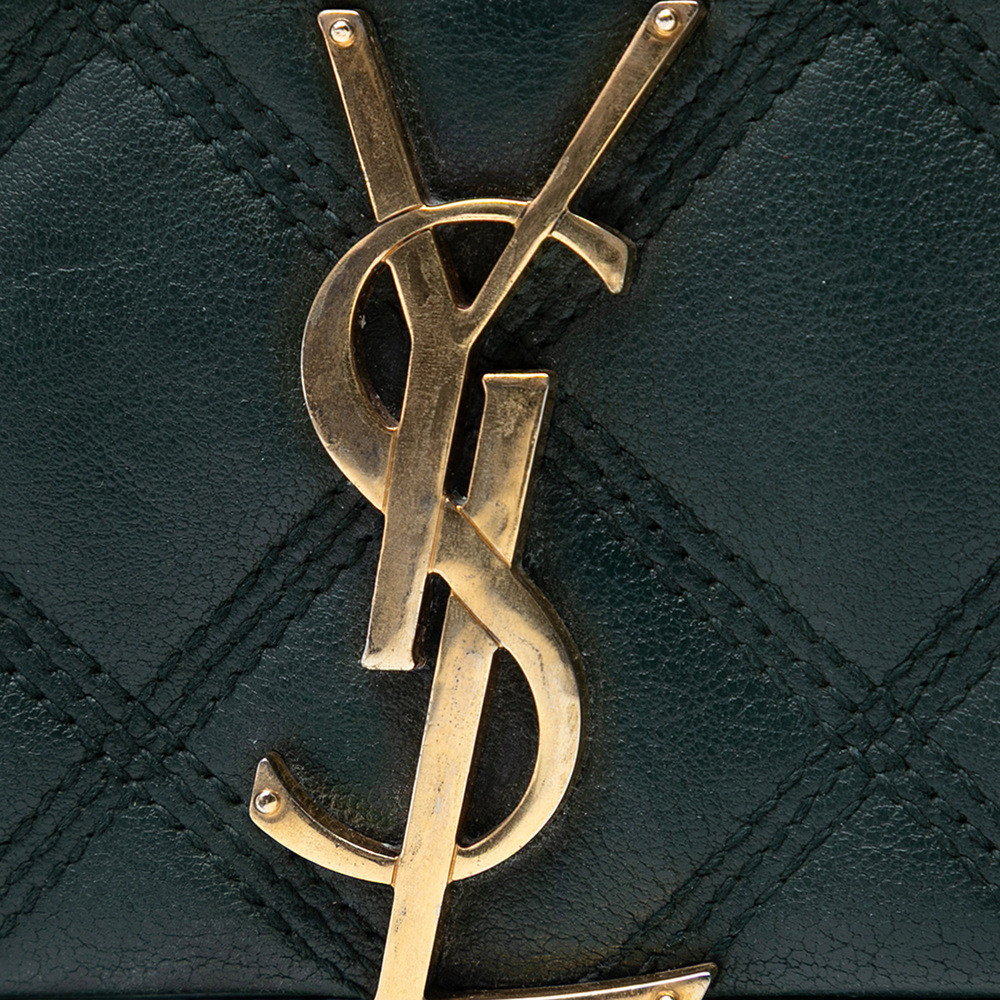 Pre-Loved Saint Laurent Quilted Lambskin Diamond Becky Chain Wallet - Picture 5 of 7